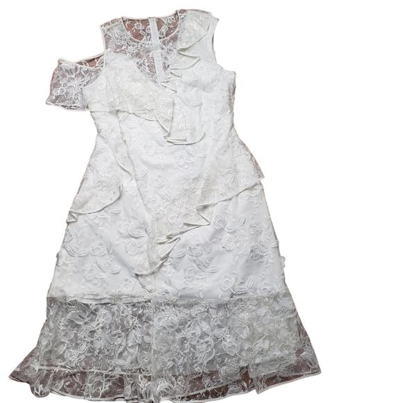 Sachin + Babi ruffle lace white dress size 12 - Picture 2 of 8